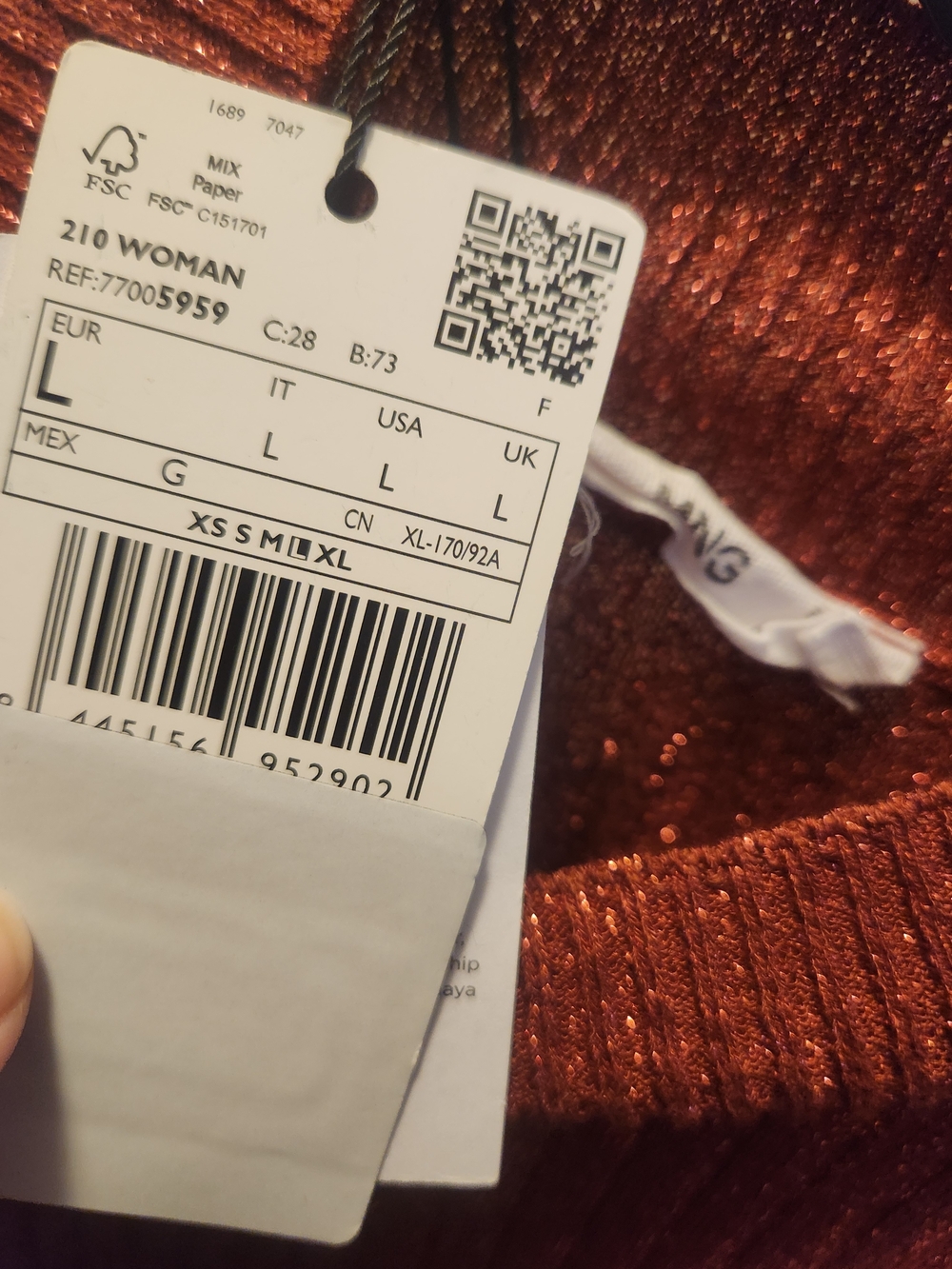 Mango Ribbed Metallic Mock-Neck Sweater in Rust - Picture 3 of 3